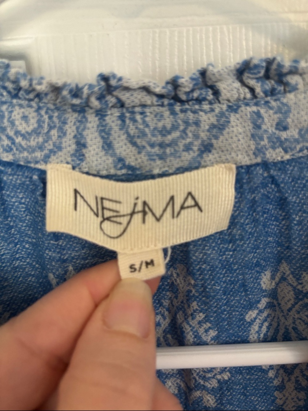 NEjMA Blue Paisley V-Neck 100% cotton Mini Dress - Picture 3 of 11